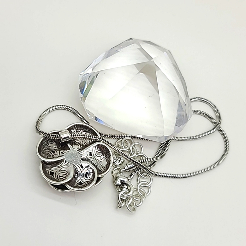 Brighton "SERENE ROSE" Multi-Layered Flower Pend w Swarovski Crystals & Scrolls! - Picture 10 of 13